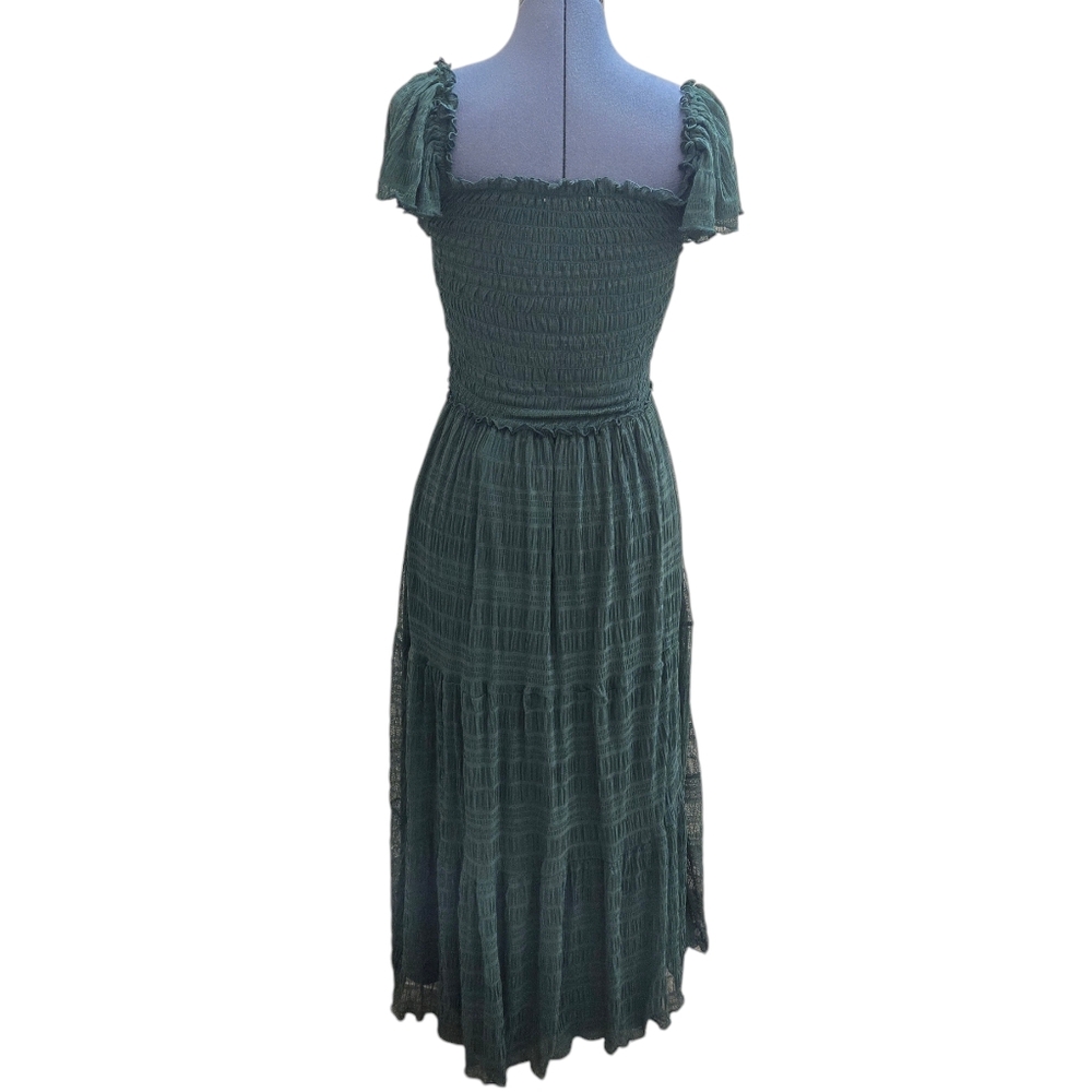 Max Studio Dark Emerald Green Flutter Sleeve Ruch… - image 3